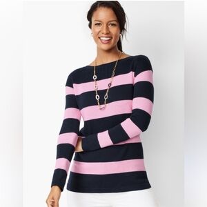 Talbots Women’s Sweater Pullover Navy & Pink Striped Size XSmall.